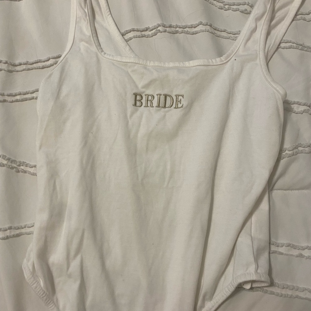 "BRIDE" Embroidered White Body Suit